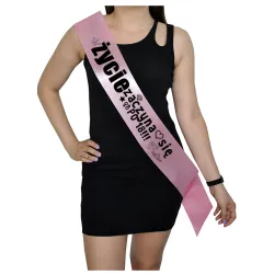 Szarfa RÓŻOWA Osiemnastka Życie zaczyna się po 18